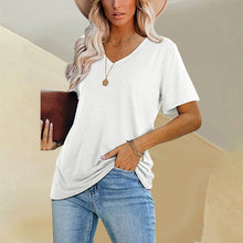 Laden Sie das Bild in den Galerie-Viewer, Modisches Lässiges T-Shirt Mit V-Ausschnitt Für Damen