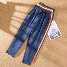 Laden Sie das Bild in den Galerie-Viewer, Damen Freizeithose aus Baumwolle und Leinen mit elastischer Taille