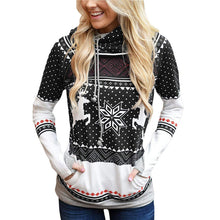 Laden Sie das Bild in den Galerie-Viewer, Lässiger Langärmeliger Kapuzenpullover mit Weihnachtsdruck für Damen
