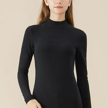 Laden Sie das Bild in den Galerie-Viewer, Einfarbiges Schmal geschnittenes T-Shirt mit halbem Rollkragen