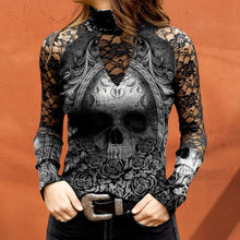 Laden Sie das Bild in den Galerie-Viewer, Bedrucktes T-Shirt mit Totenkopfmuster