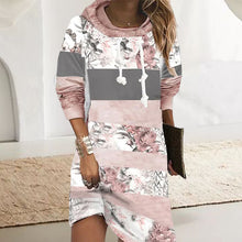 Laden Sie das Bild in den Galerie-Viewer, Langärmliges Kleid mit Blumenmuster und Kapuze