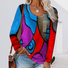 Laden Sie das Bild in den Galerie-Viewer, Lässiges Langarm-T-Shirt mit Farbblock