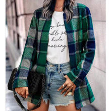 Laden Sie das Bild in den Galerie-Viewer, Karierte Wolljacke mit langen Ärmeln und Taschen