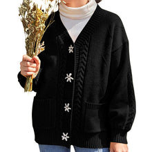 Laden Sie das Bild in den Galerie-Viewer, Langärmliger Blumenpullover mit V-Ausschnitt