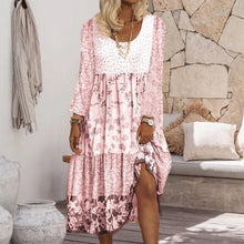 Laden Sie das Bild in den Galerie-Viewer, Lässiges Blumenkleid mit langen Ärmeln