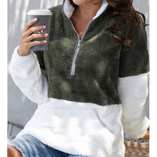 Laden Sie das Bild in den Galerie-Viewer, Kontrast-Plüschmantel mit Reißverschluss