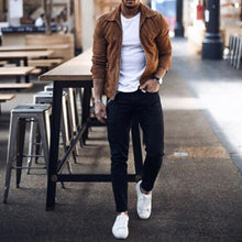 Laden Sie das Bild in den Galerie-Viewer, Fleecejacke aus Hirschleder für Herren