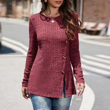 Laden Sie das Bild in den Galerie-Viewer, Geschlitzter Strickpullover mit Rundhalsausschnitt für Damen