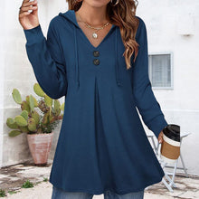 Laden Sie das Bild in den Galerie-Viewer, Damen-Sweatshirt mit Knopfleiste