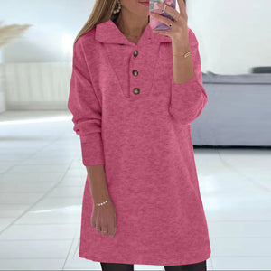 Einfarbiges Langärmliges Freizeitkleid mit Revers