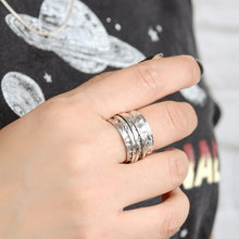 Laden Sie das Bild in den Galerie-Viewer, Silberner Stern-Mond-Sonnenring