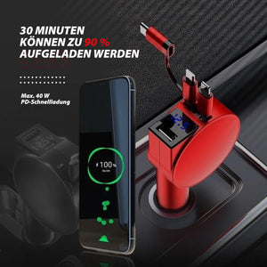 3 In 1 Einziehbarer Schnelllade-Autoadapter