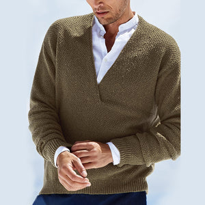 Herren einfarbiger Pullover mit V-Ausschnitt