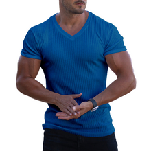 Laden Sie das Bild in den Galerie-Viewer, Einfarbiges Atmungsaktives Strick-T-Shirt Mit V-Ausschnitt