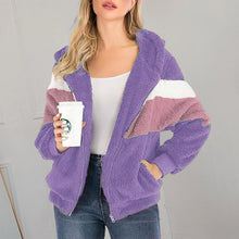 Laden Sie das Bild in den Galerie-Viewer, Plüsch-Sweatshirt in Kontrastfarbe mit Reißverschluss