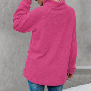 Asymmetrisches Rollkragen-Plüschsweatshirt