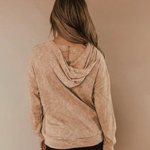 Laden Sie das Bild in den Galerie-Viewer, Einfarbiger Langärmeliger Kapuzenpullover mit Kordelzug