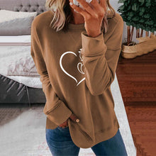 Laden Sie das Bild in den Galerie-Viewer, Langarm-Sweatshirt mit Rundhalsausschnitt und Herzdruck