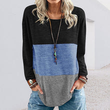 Laden Sie das Bild in den Galerie-Viewer, Kontrastierendes Langärmliges T-Shirt mit Rundhalsausschnitt