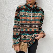 Laden Sie das Bild in den Galerie-Viewer, Lässiges Bedrucktes Sweatshirt mit Stehkragen