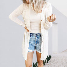 Laden Sie das Bild in den Galerie-Viewer, Einfarbige Strickjacke mit langen Ärmeln