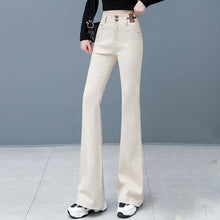 Laden Sie das Bild in den Galerie-Viewer, Dicke Flared-Jeans aus Fleece für Damen