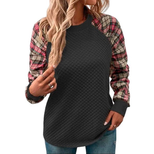 Karierte Patchwork-Sweatshirts für Damen