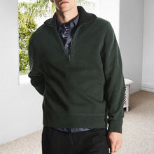 Laden Sie das Bild in den Galerie-Viewer, Einfarbiger Pullover mit halbem Reißverschluss