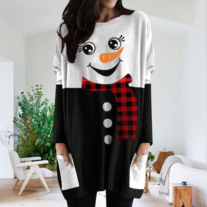 Weihnachten Langärmliges Kleid mit Schneemann