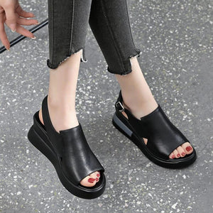 Damen Sandalen/Hausschuhe aus weichem Leder