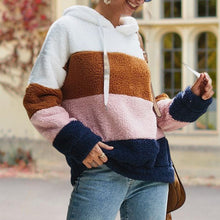 Laden Sie das Bild in den Galerie-Viewer, Kontrastfarbenes Kapuzen-Sweatshirt mit Kordelzug