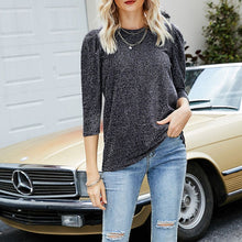 Laden Sie das Bild in den Galerie-Viewer, Rundhals-Bluse mit mittellangen Ärmeln