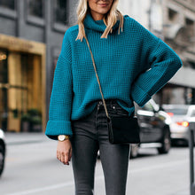 Laden Sie das Bild in den Galerie-Viewer, Lockerer Strickpullover mit Stehkragen für Damen