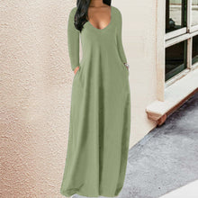 Laden Sie das Bild in den Galerie-Viewer, Solides Kleid mit schrägen Taschen