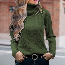 Laden Sie das Bild in den Galerie-Viewer, Einfarbiger Strickpullover mit Revers für Damen