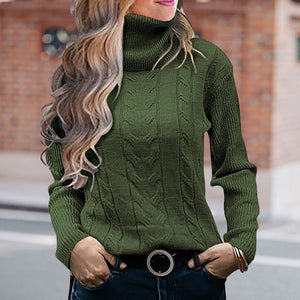 Einfarbiger Strickpullover mit Revers für Damen
