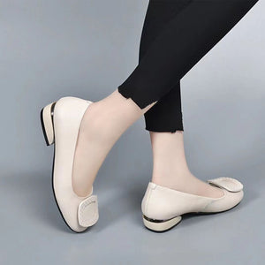 Einfarbige Rutschfeste Lederschuhe Mit Niedrigem Absatz