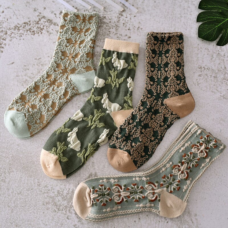 Damen Baumwollsocken mit Blumenmuster (10 Paar)