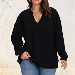 Damen Übergroßer Pullover mit V-Ausschnitt