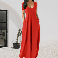 Laden Sie das Bild in den Galerie-Viewer, Sexy einfarbiges Kleid mit tiefem V-Ausschnitt