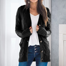 Laden Sie das Bild in den Galerie-Viewer, Lässige Langärmlige Strickjacke mit V-Ausschnitt