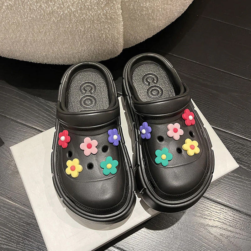 Atmungsaktive Plateausandalen mit Blumenmuster für Damen