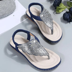 Damen Strap Strass geflochtene Strandschuhe