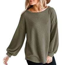 Laden Sie das Bild in den Galerie-Viewer, Damenhemd mit Ballonärmeln und Rundhalsausschnitt