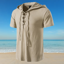 Laden Sie das Bild in den Galerie-Viewer, Einfarbiges T-Shirt mit Kordelzug und Kapuze