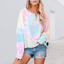 Laden Sie das Bild in den Galerie-Viewer, Langärmliges Bedrucktes T-Shirt mit Knöpfen