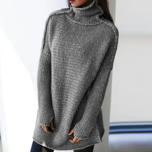 Einfarbiger Rollkragenpullover mit langen Ärmeln
