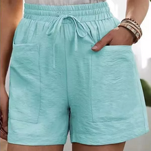 Laden Sie das Bild in den Galerie-Viewer, Sommer Damen lässige lockere Leinenshorts