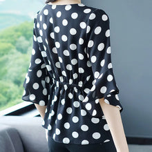 Laden Sie das Bild in den Galerie-Viewer, Damen elegantes  Chiffon-Hemd mit Rüschen und Punkten